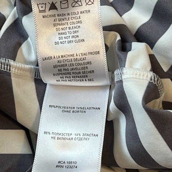 LOLE Dress Size Large Grey White Horizontal Stripes Pockets Casual Cap Sleeves - Picture 12 of 13